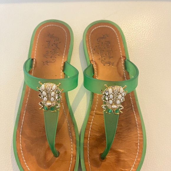 MISS TRISH SPLASH JELLY FLIP FLOPS SANDALS GREEN 9 M UNIQUE - Picture 3 of 7